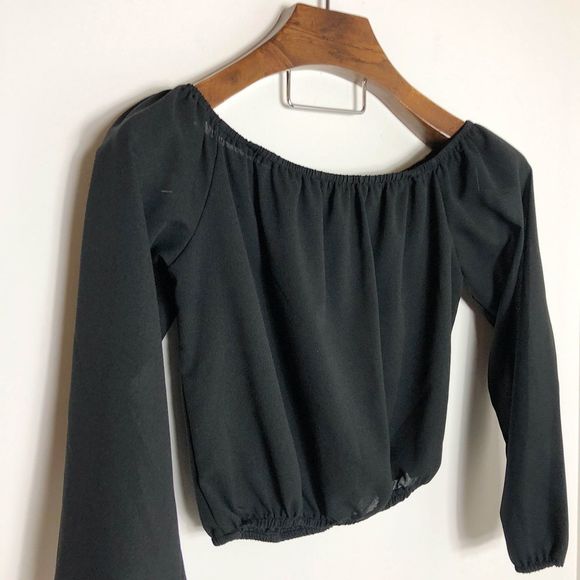 Unbranded Tops - BLACK OFF SHOULDER SATINY BLOUSE